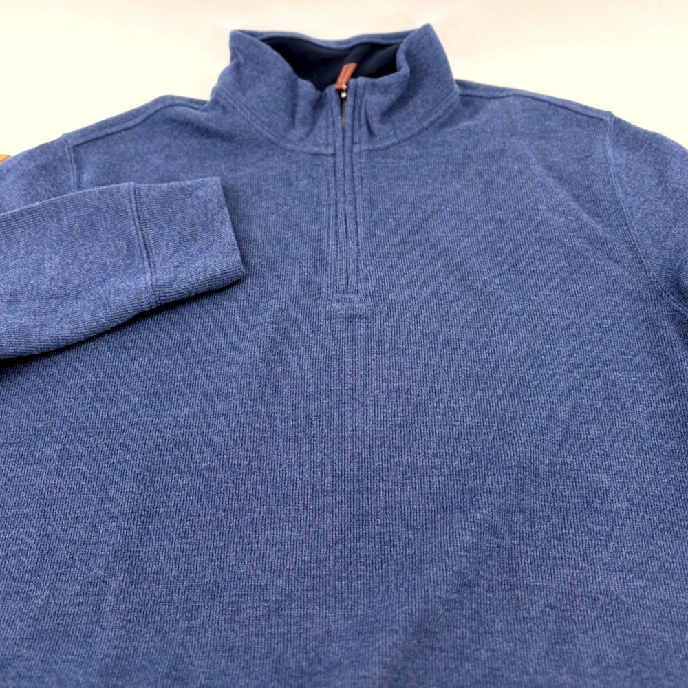Lands End Mens Blue Heathered Quarter Zip Pullover Sweater Size M 38-40